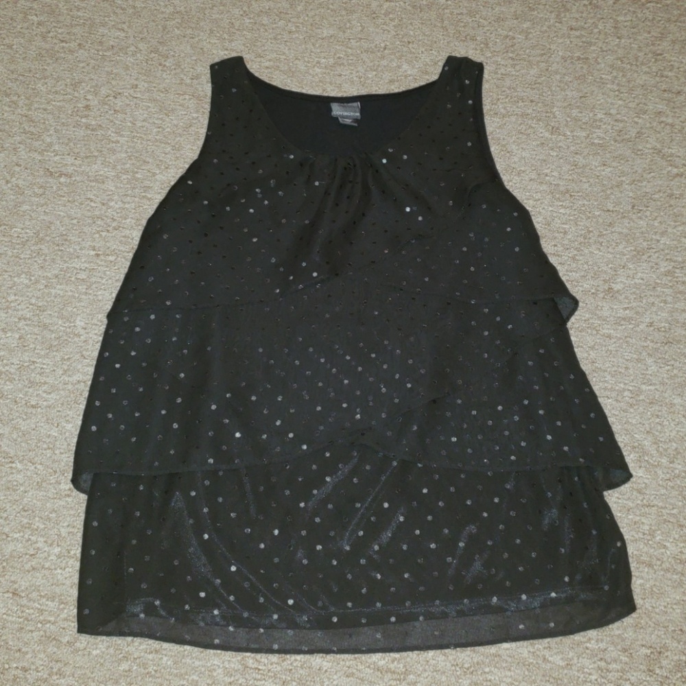 Covington Black on black polka dot blouse